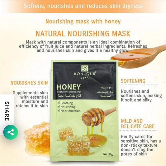 Bonjour Honey Sheet Mask – Hydrating & Nourishing Face Mas