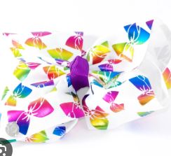 Pack of 2 Bow Hair Clips for Girls – Pearl Purple & Rainbow White